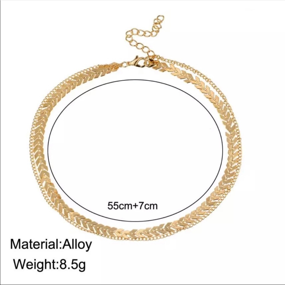 Fishbone Gold Silver Choker Boho Chain Necklace - Picture 4 of 8